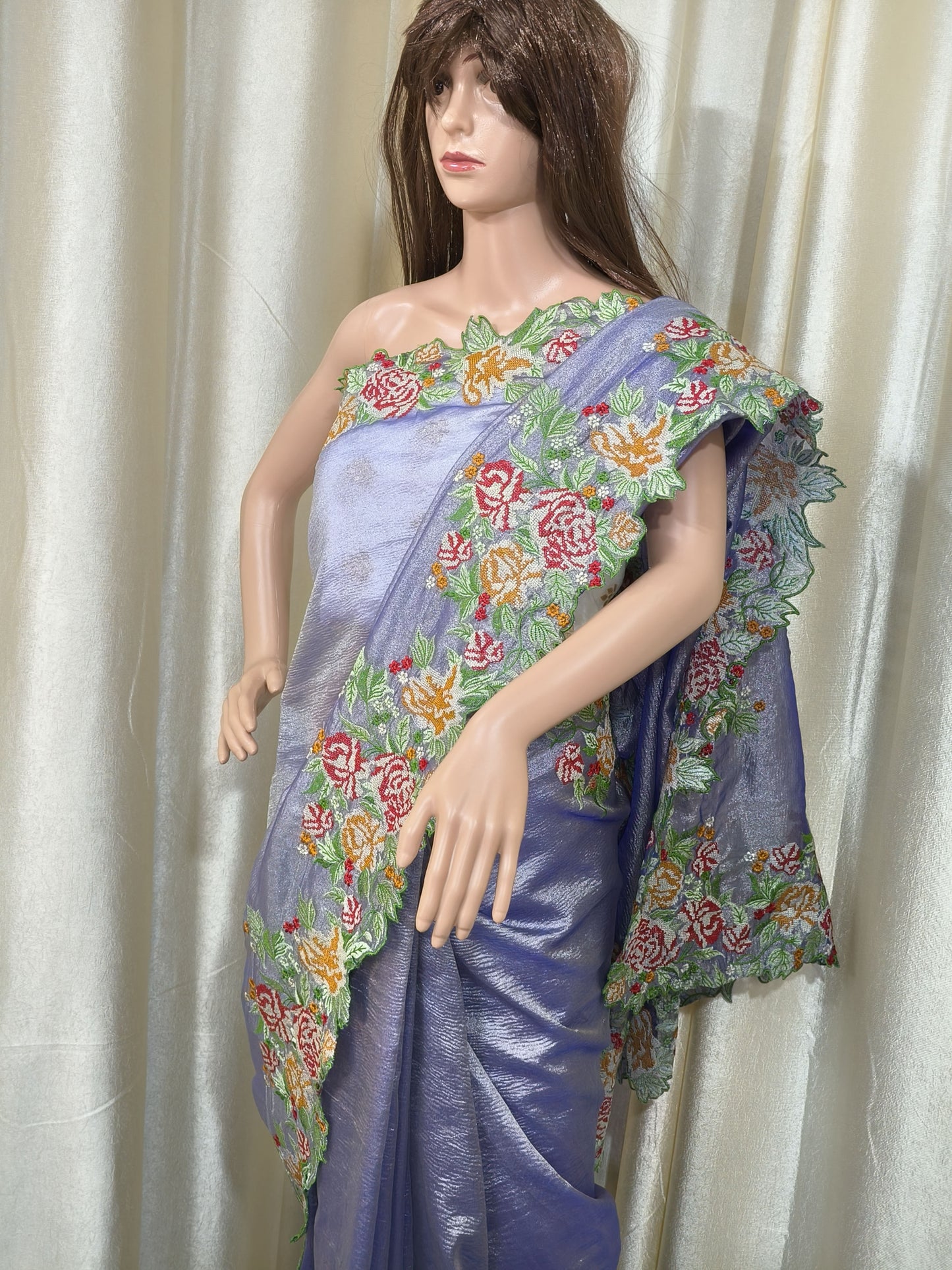 Saree - Semi Organza Tissue Crushed