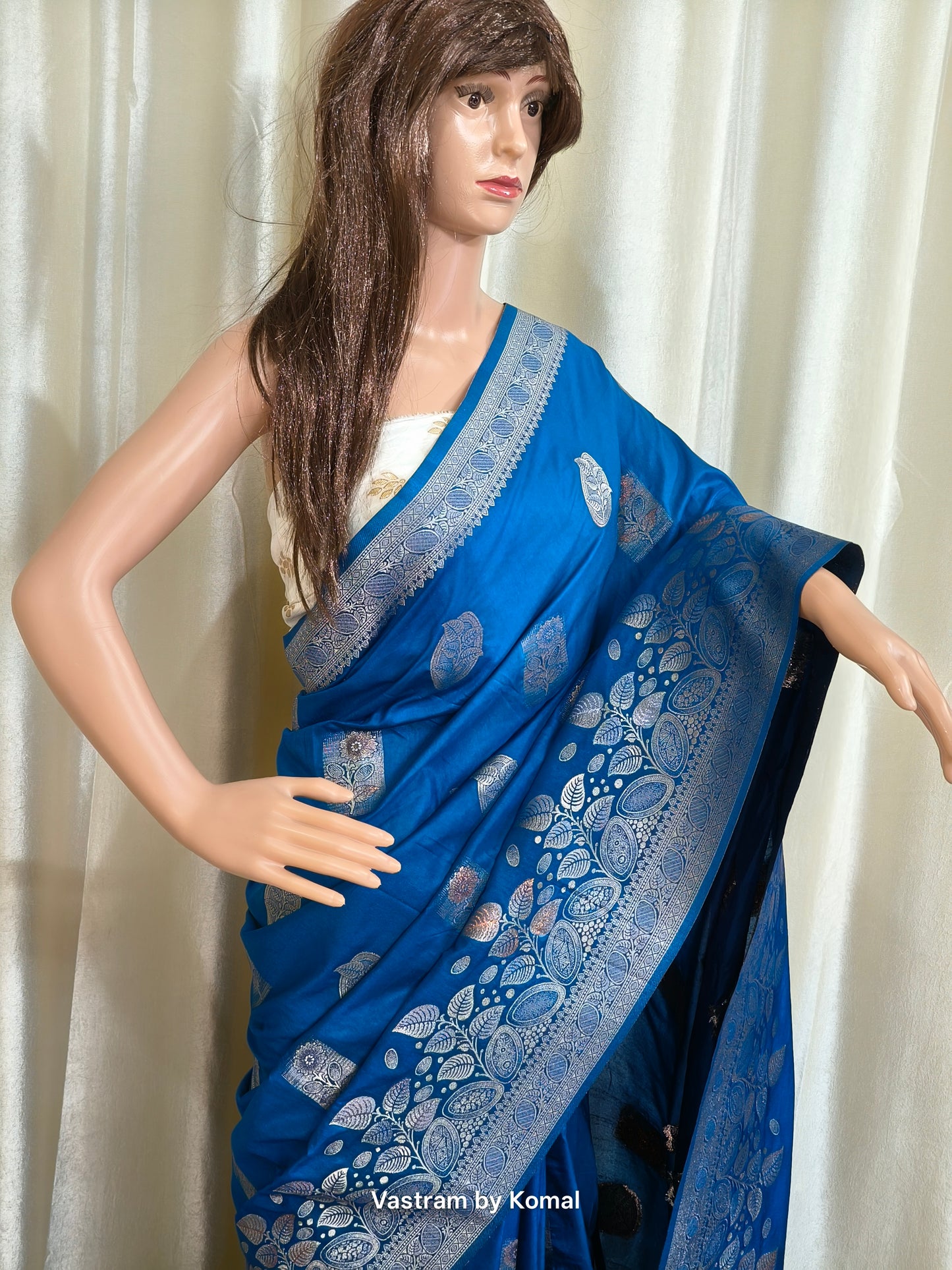 Saree - Banarasi Soft Silk Saree (Sulphate Blue)