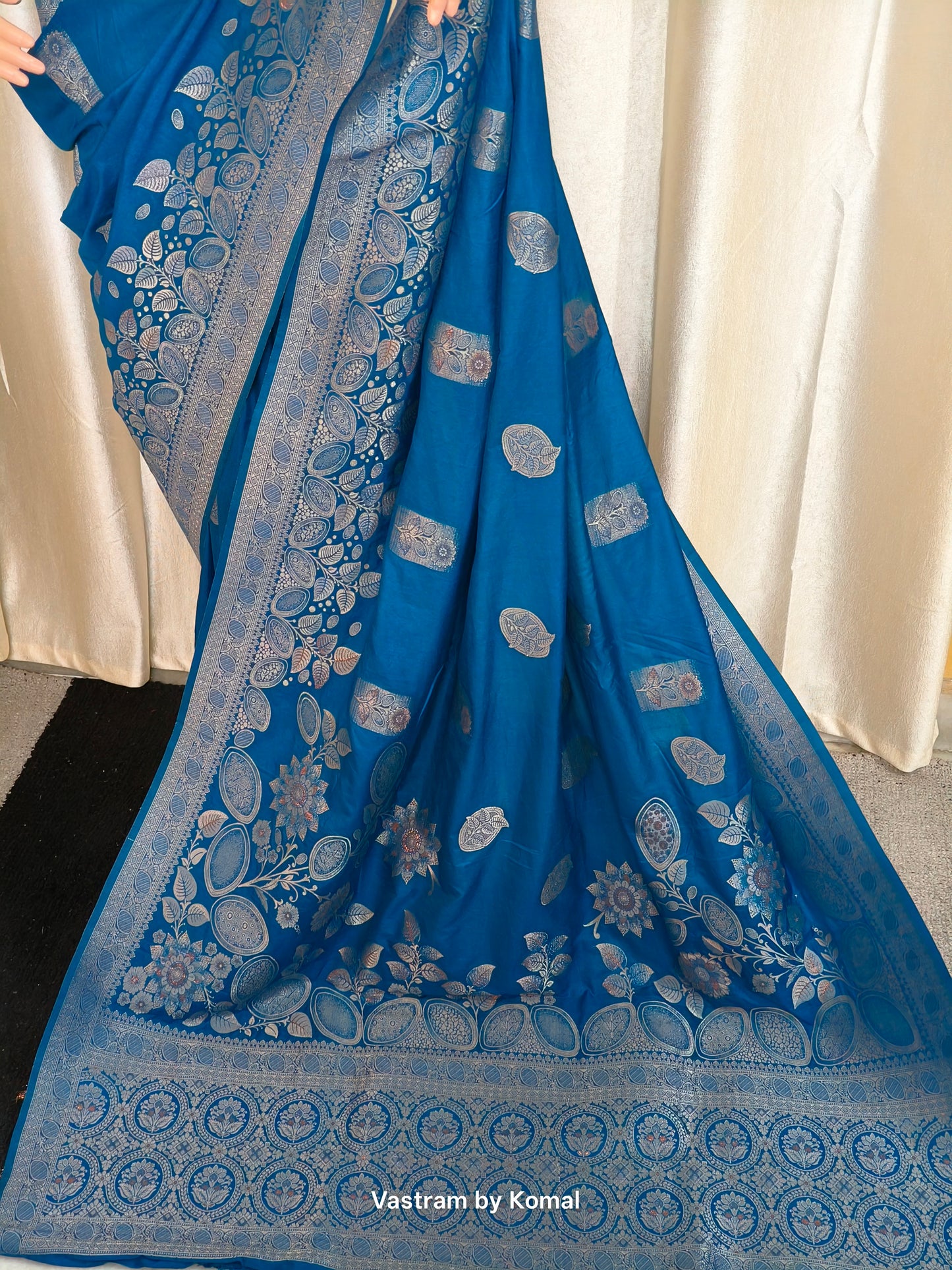 Saree - Banarasi Soft Silk Saree (Sulphate Blue)