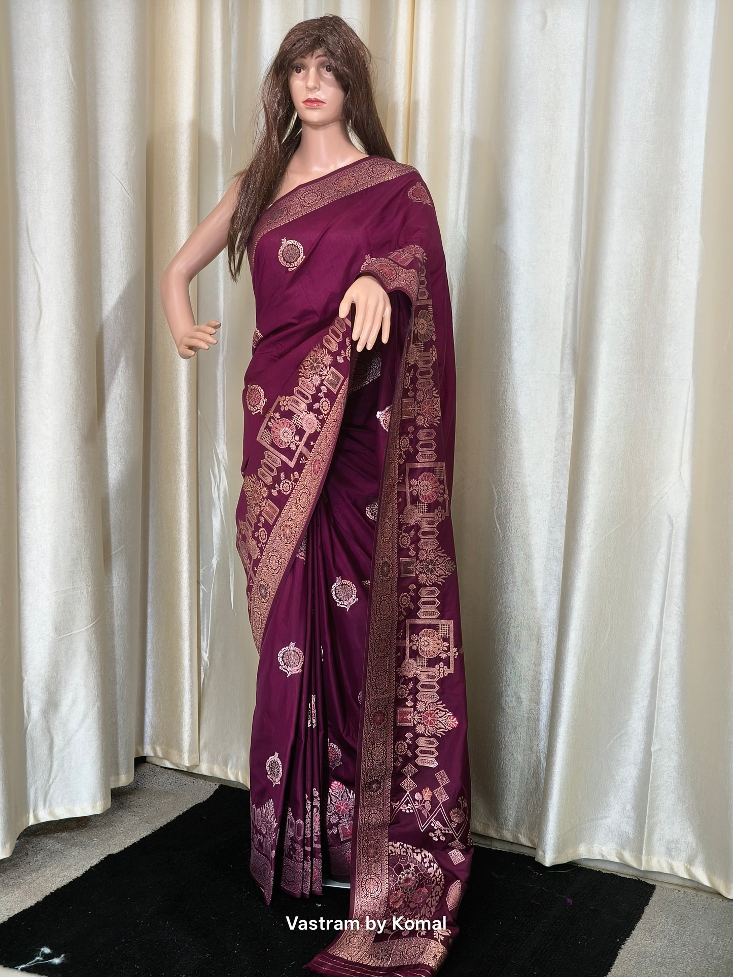 Saree - Banarasi Soft Silk (Wine)