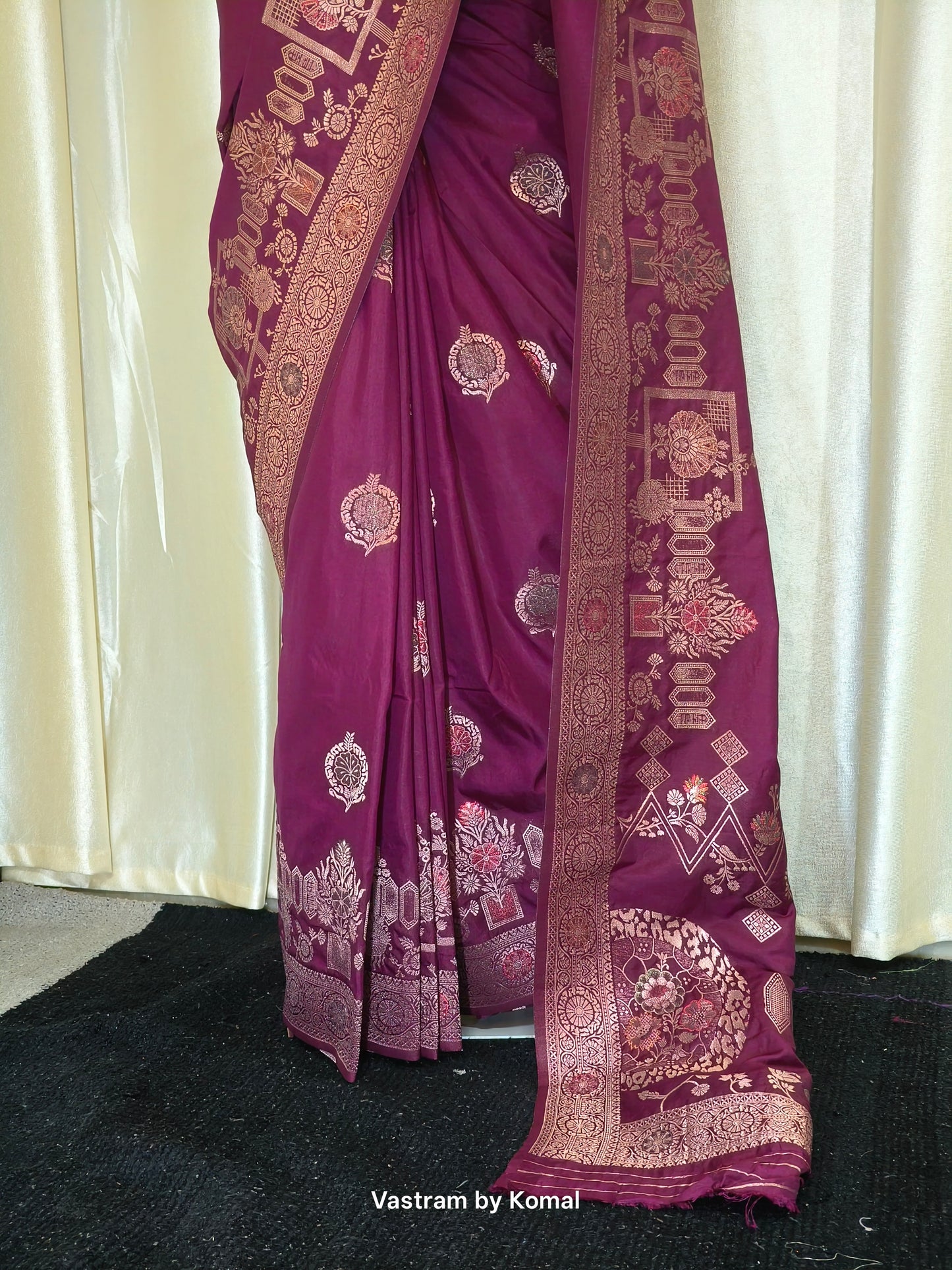 Saree - Banarasi Soft Silk (Wine)
