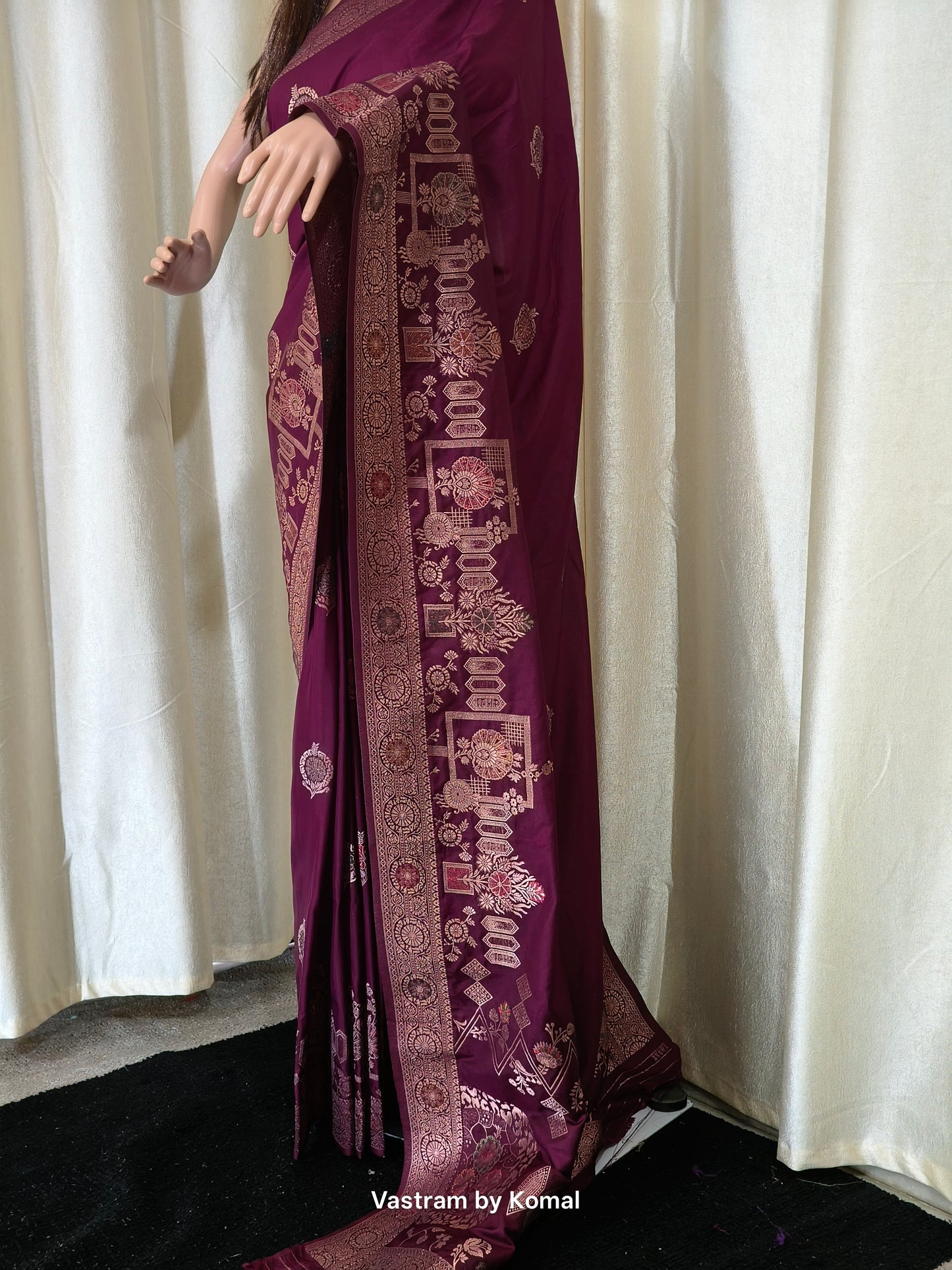 Saree - Banarasi Soft Silk (Wine)