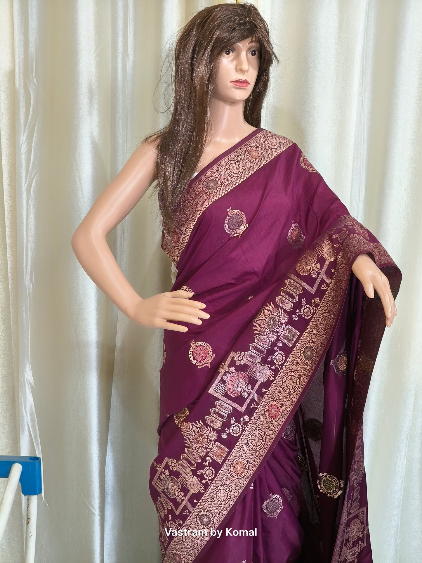 Saree - Banarasi Soft Silk (Wine)