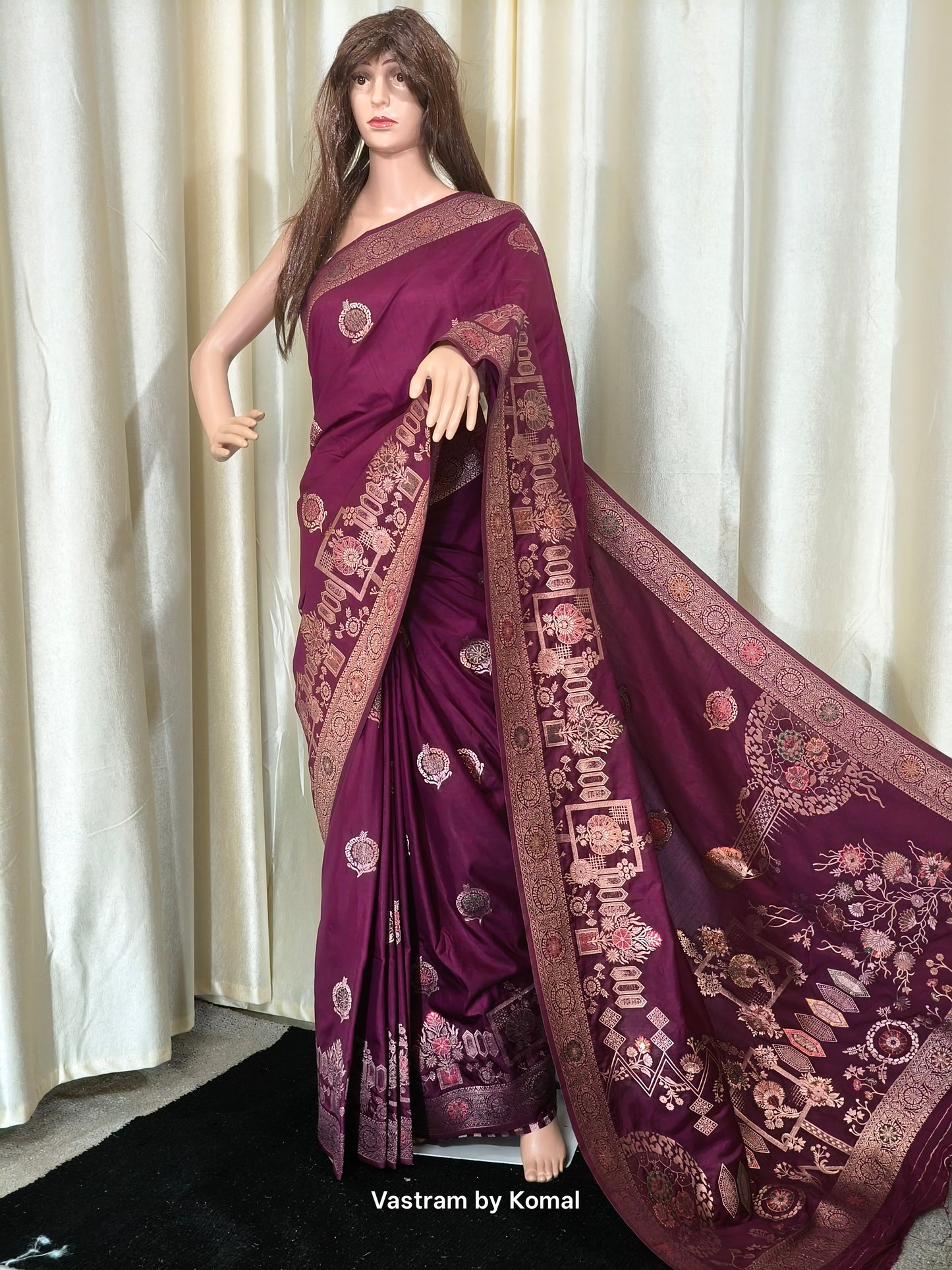 Saree - Banarasi Soft Silk (Wine)