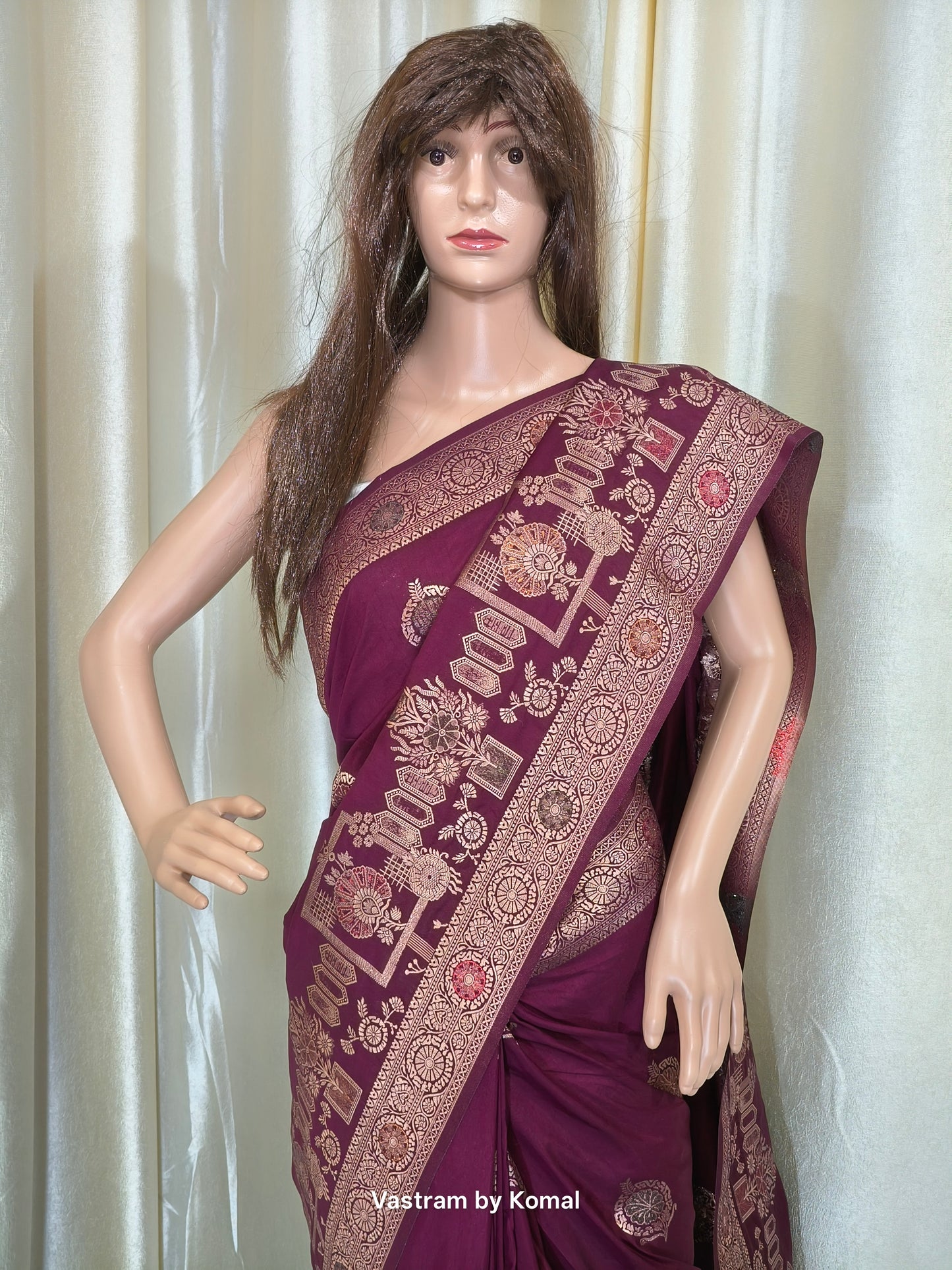 Saree - Banarasi Soft Silk (Wine)