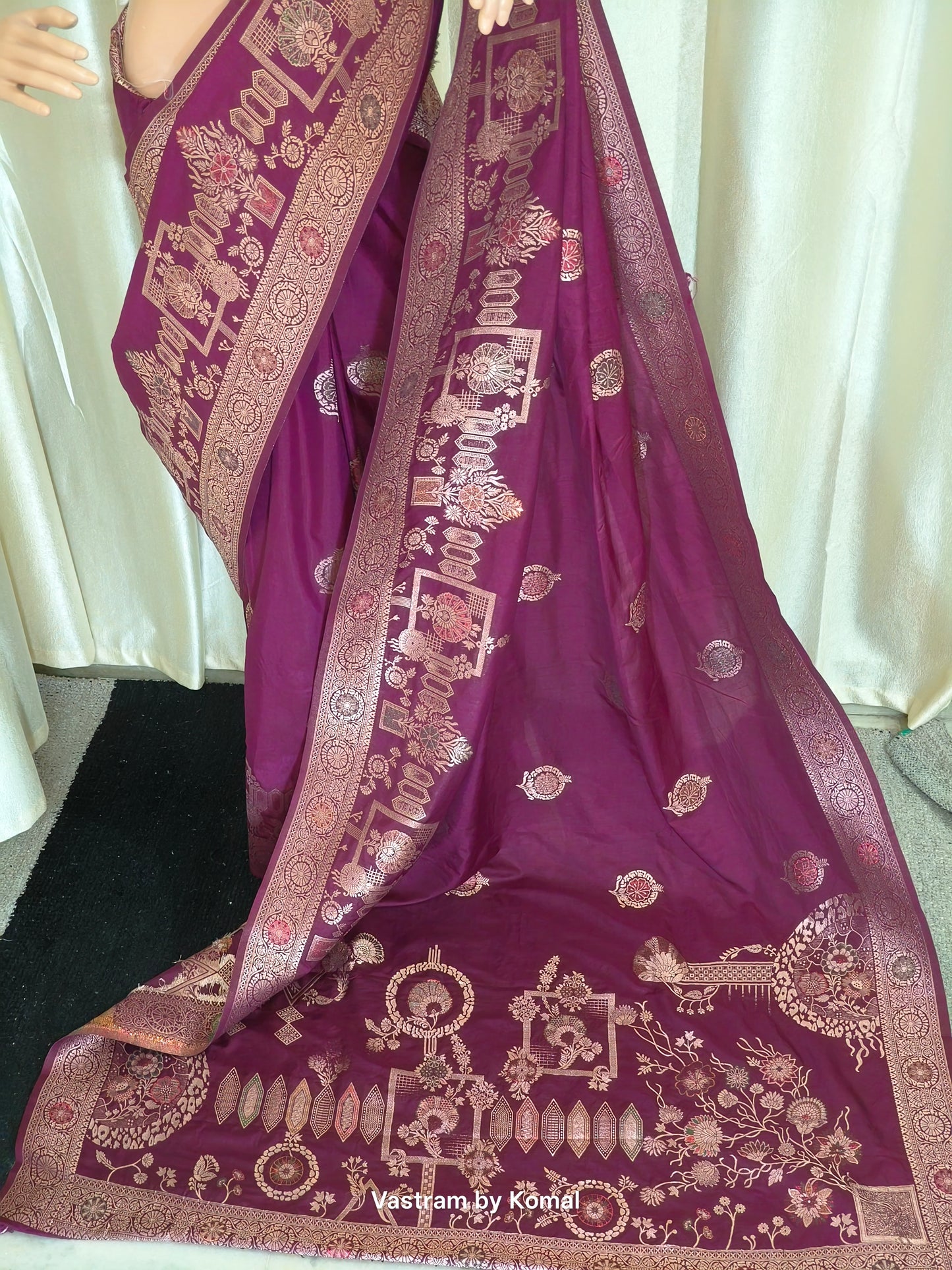 Saree - Banarasi Soft Silk (Wine)