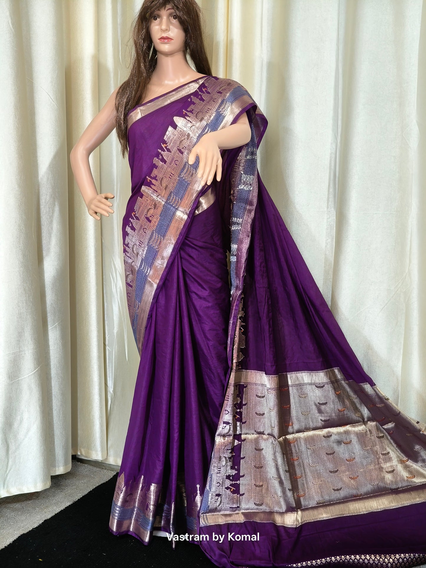 Saree - Banaras Ghat Soft Silk (Purple)