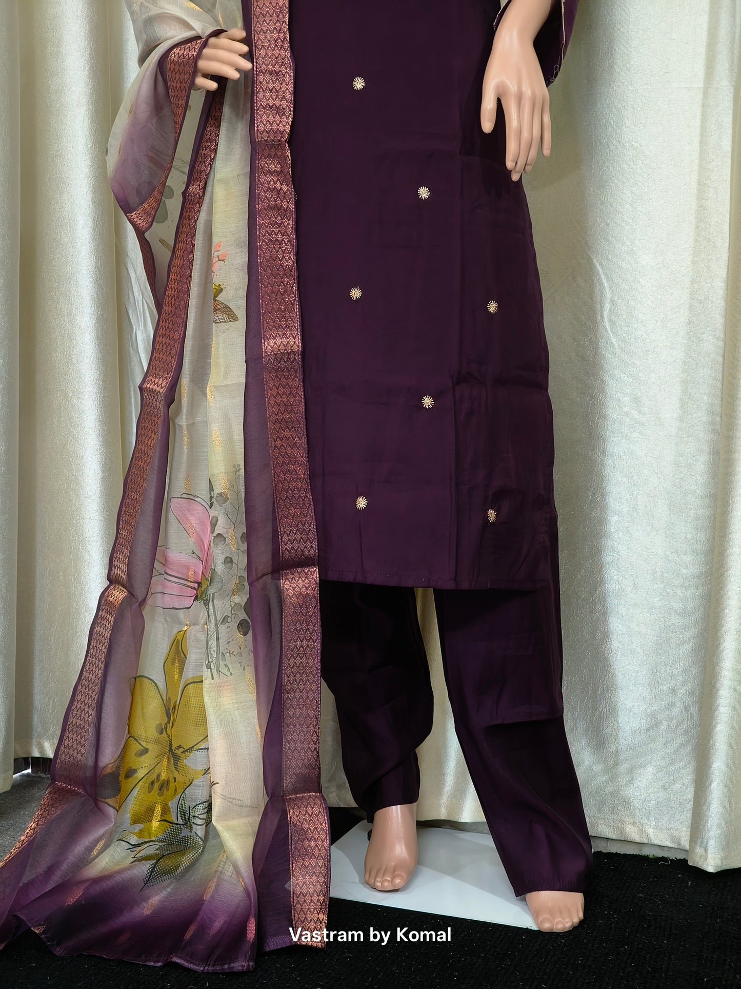 Suit Set - Roman silk, Zardozi work