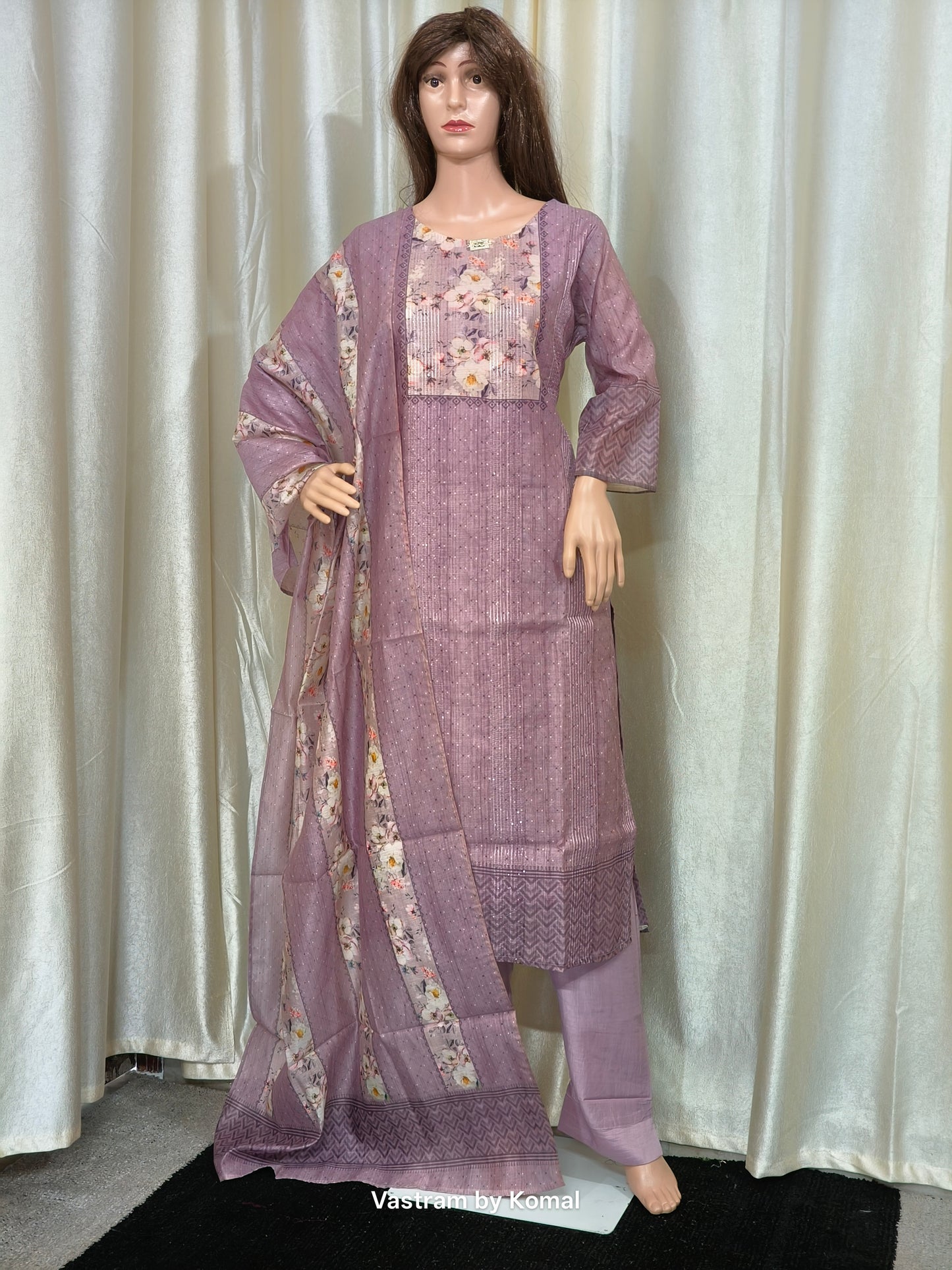 Suit Set - Roman silk, Digital print dupatta