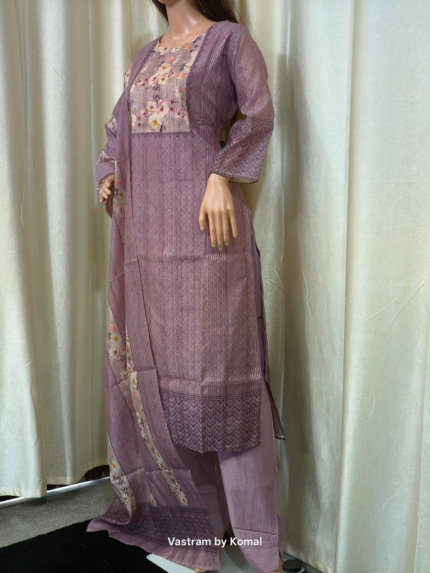 Suit Set - Roman silk, Digital print dupatta
