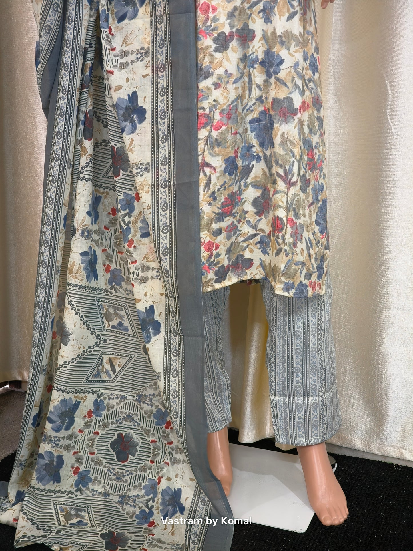 Suit Set - Viscous Rayon, Kantha stich, Floral print