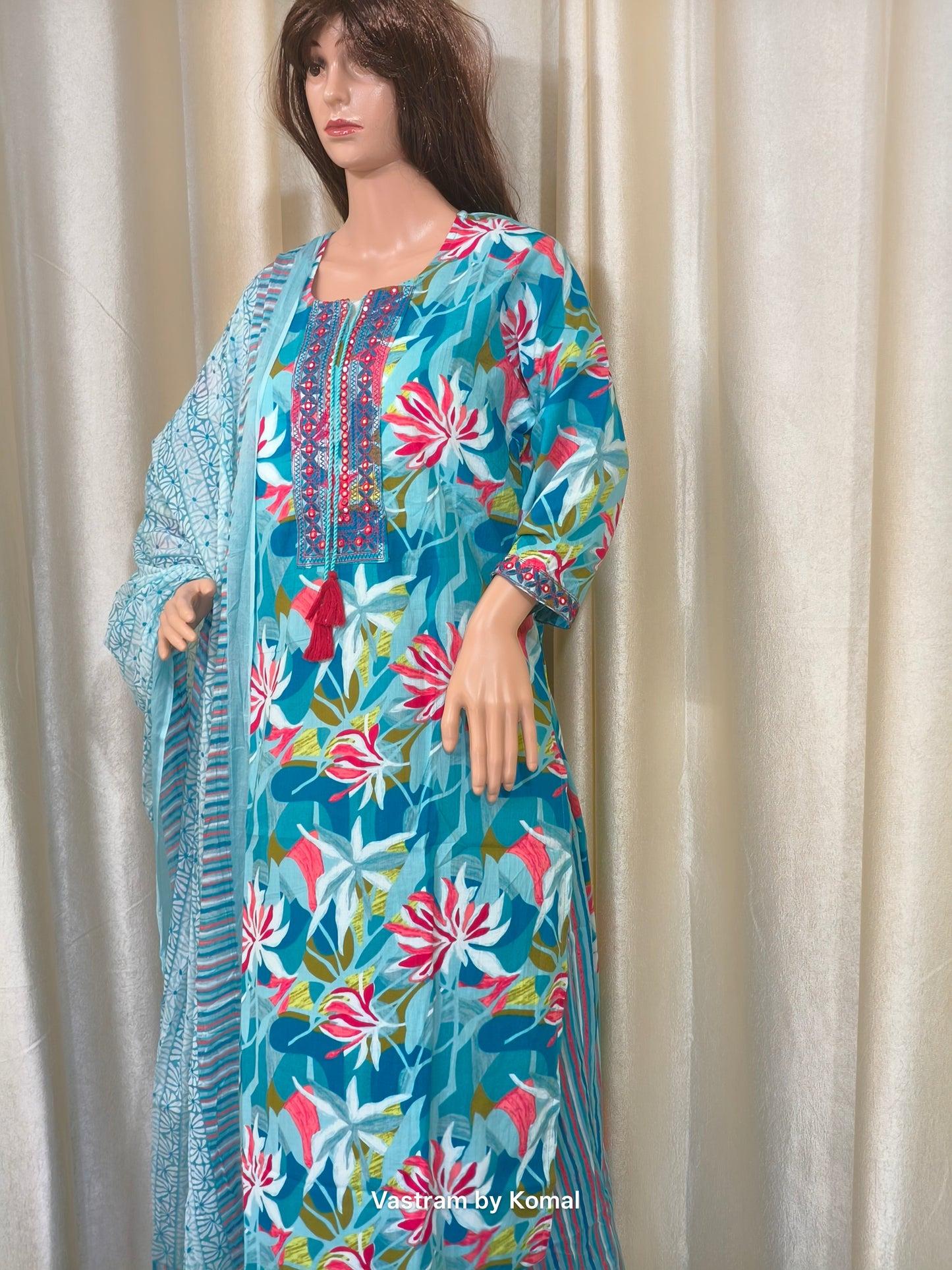 Suit Set - Cotton, Straight fit, Floral print