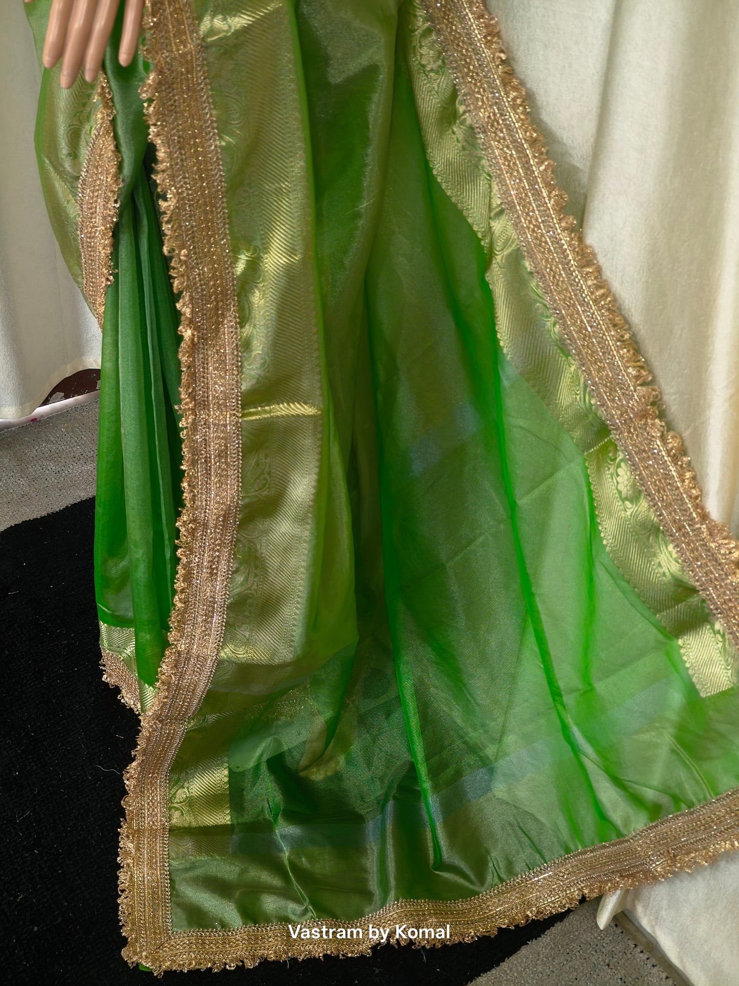 Saree - Tissue Silk Pista Green