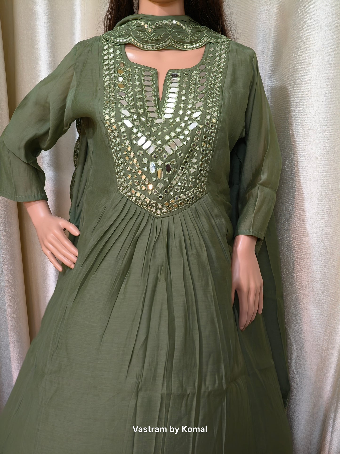 Suit Set - Mul Chanderi Real Mirror Kurta set