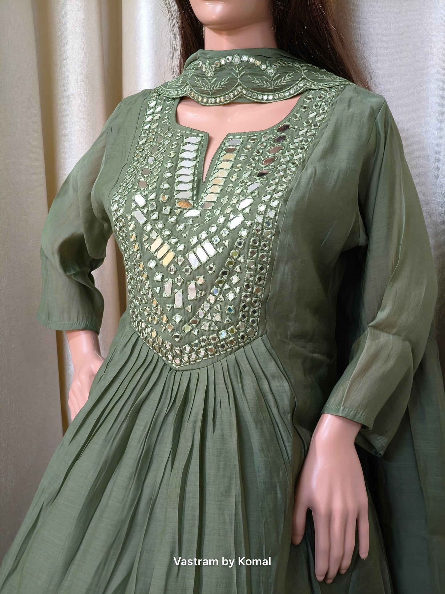 Suit Set - Mul Chanderi Real Mirror Kurta set