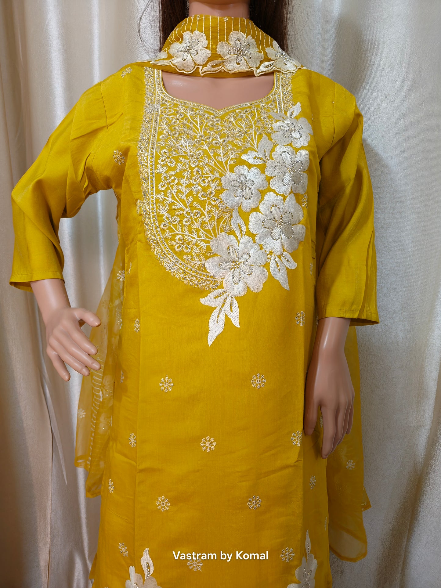 Suit Set - Roman Silk Thread Embroidered Kurta set