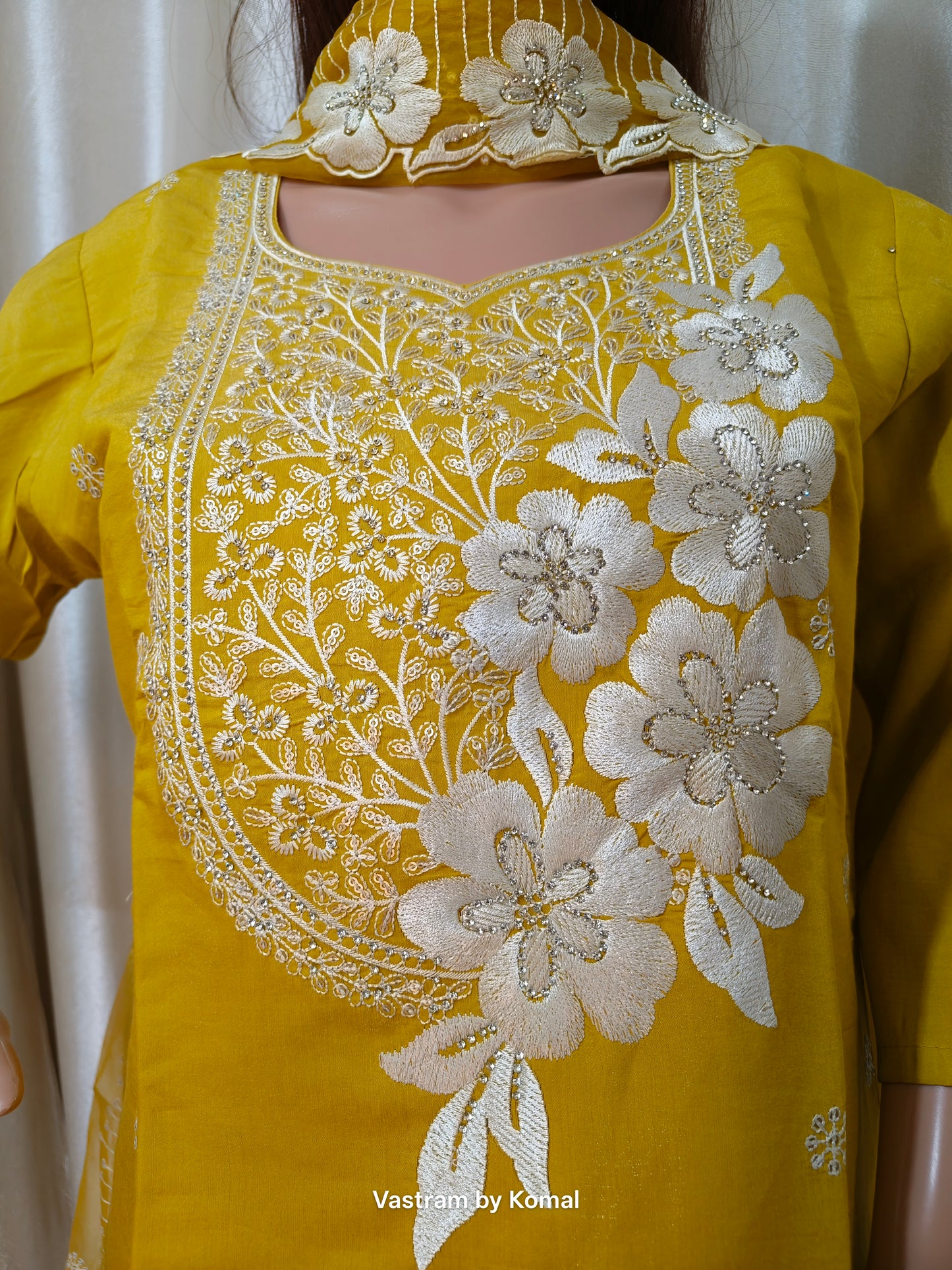 Suit Set - Roman Silk Thread Embroidered Kurta set