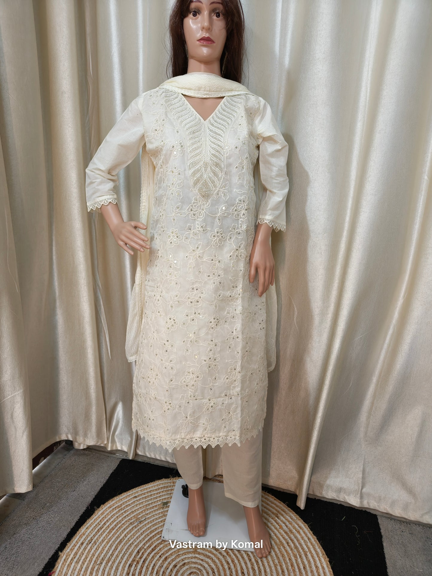 Suit Set - Cotton Full Embroidered Kurta set