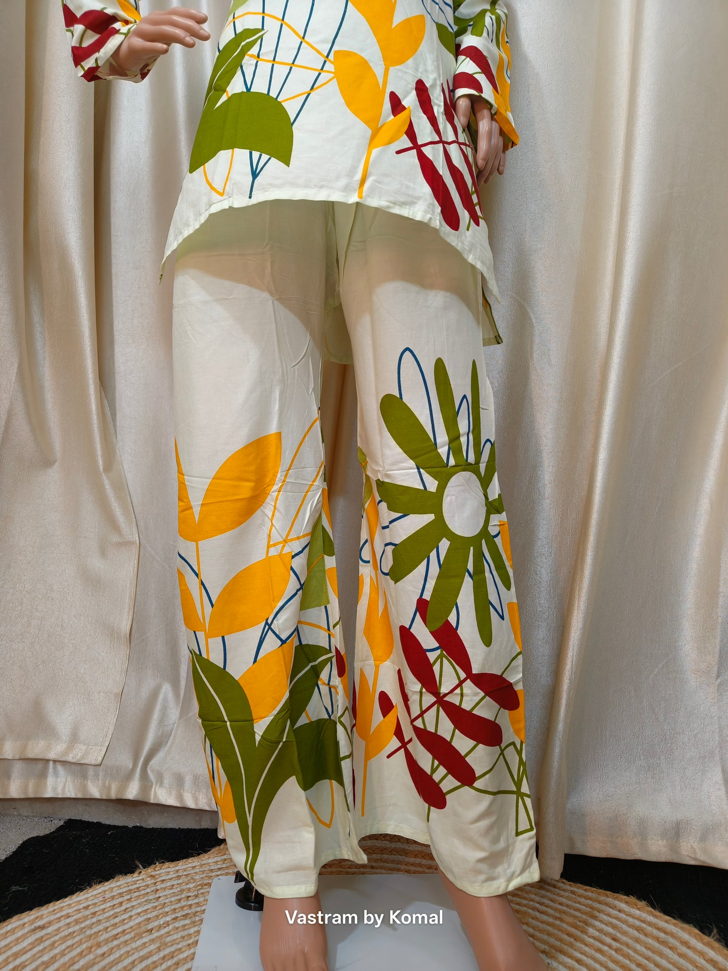 Co-Ord Set - Cotton Flex leafy print