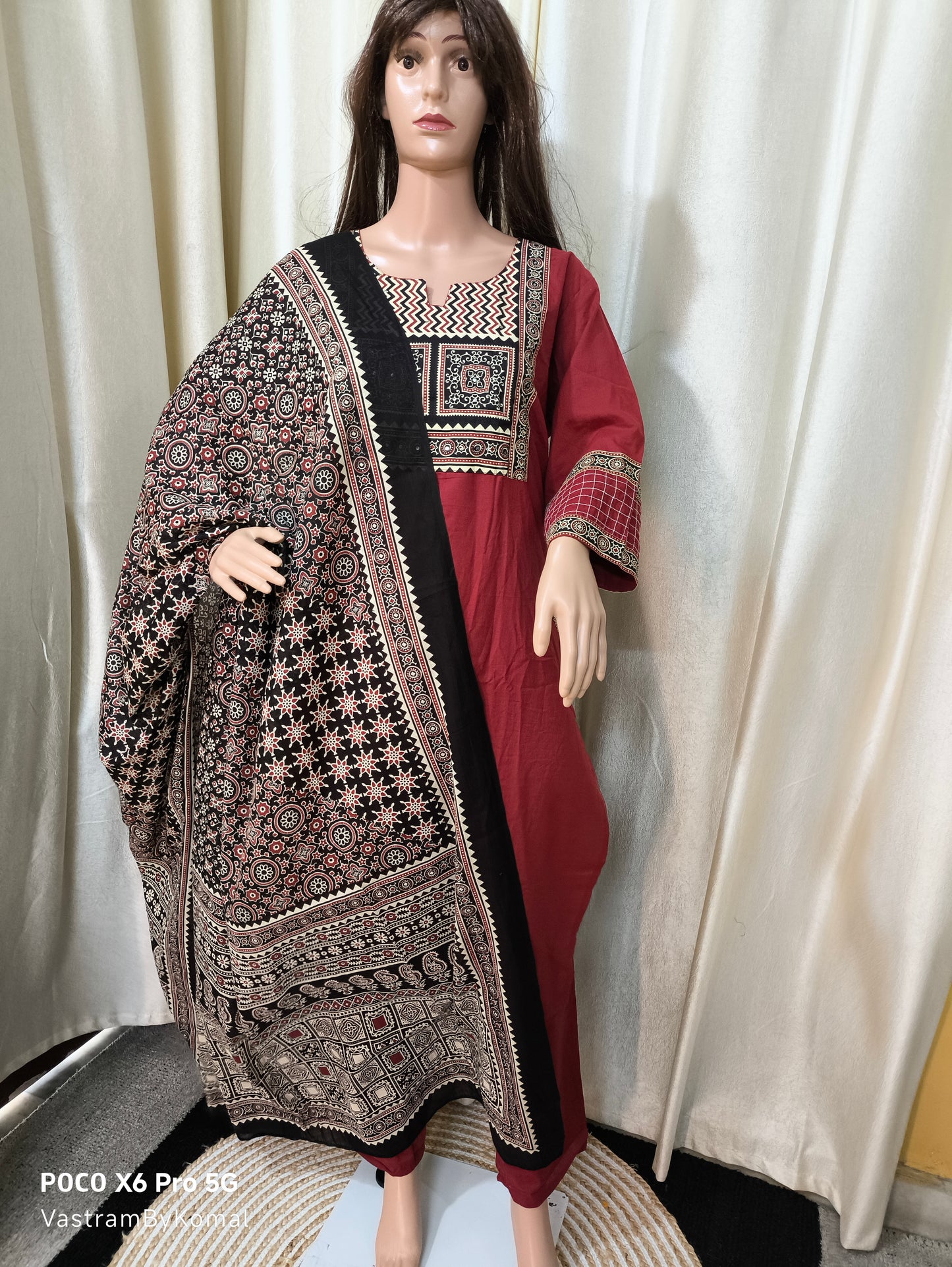 Suit Set - Ajrakh block print kurta set