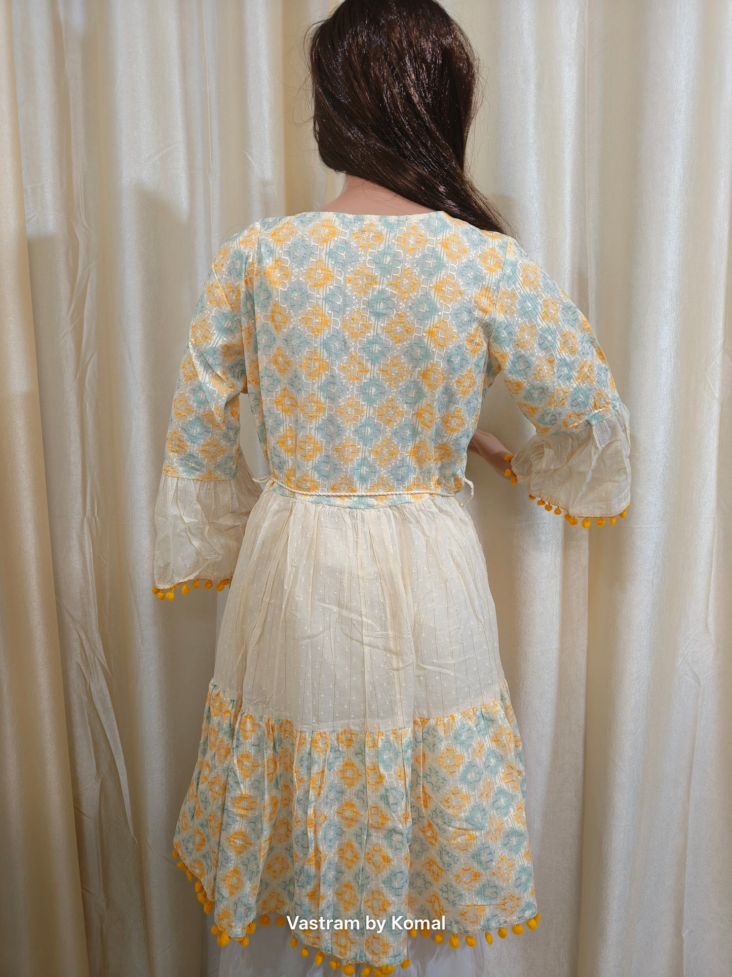 Kurti/Flared Dress - Embroidered & Tasseled (Cotton)