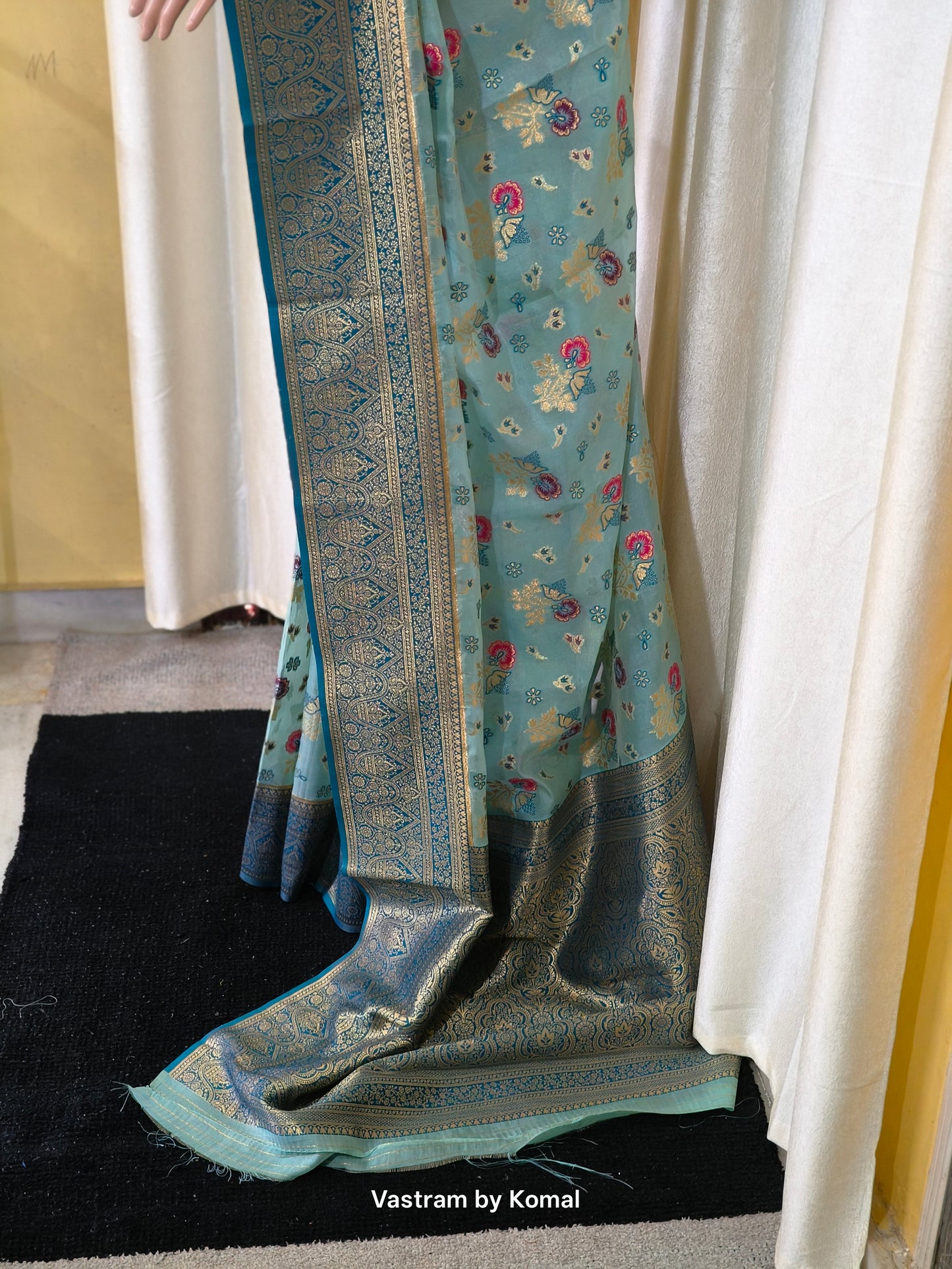 Saree - Banarasi Kora Silk (Turquoise)