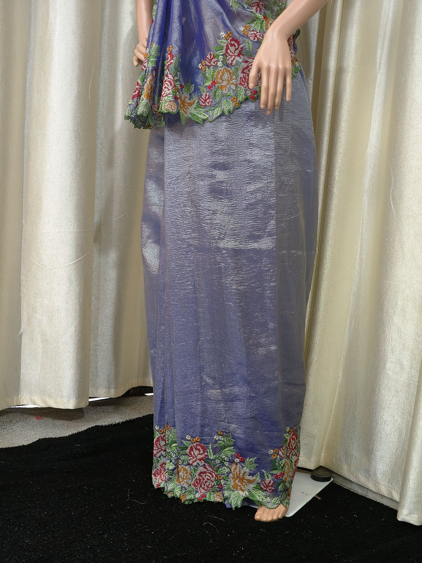 Saree - Semi Organza Tissue Crushed