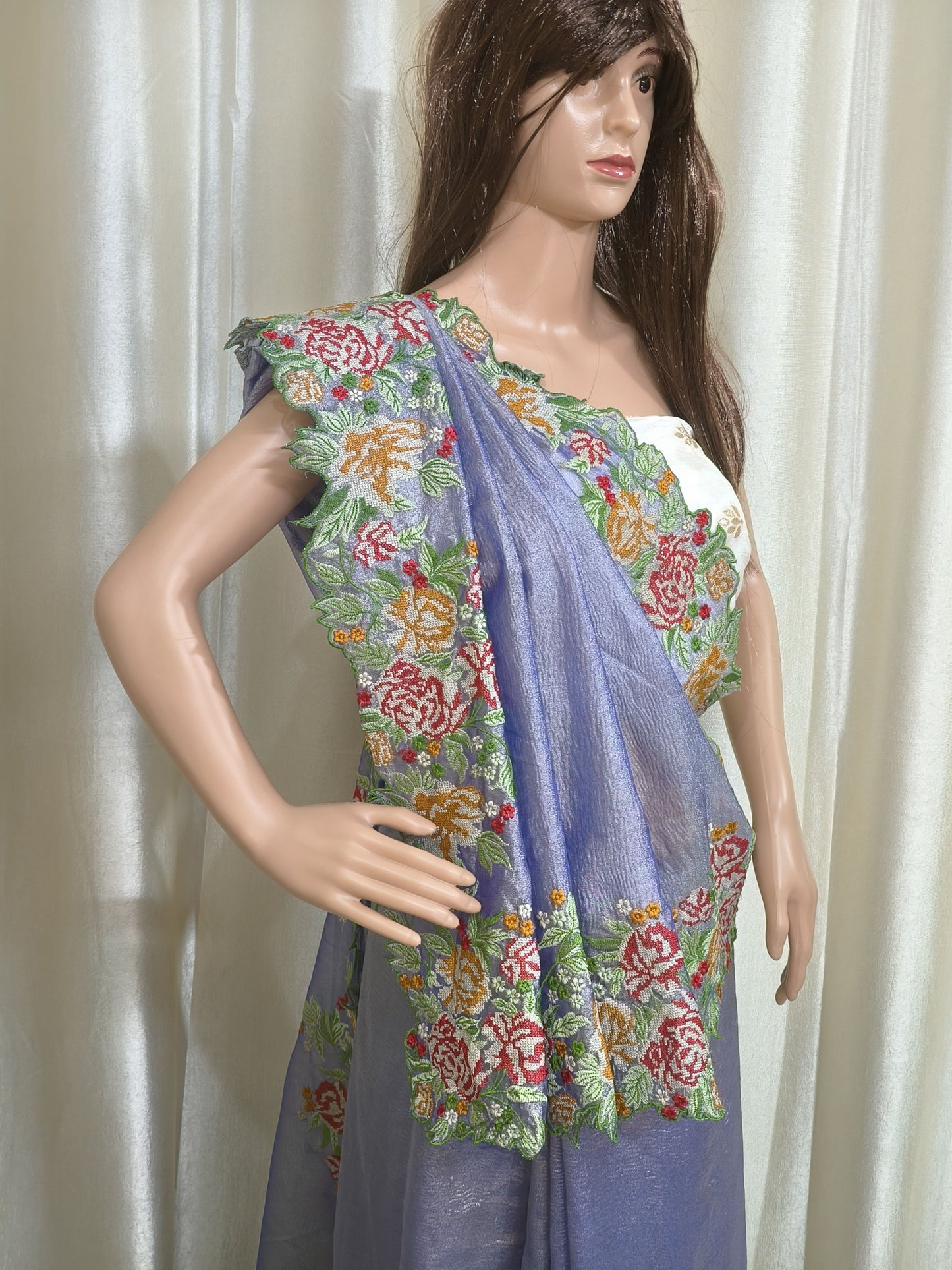 Saree - Semi Organza Tissue Crushed