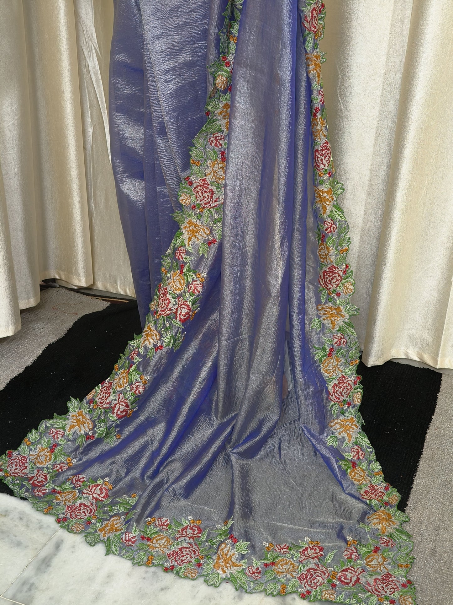 Saree - Semi Organza Tissue Crushed