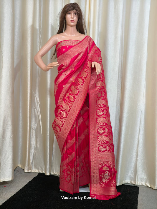 Saree - Banarasi Soft Silk Jangla Saree