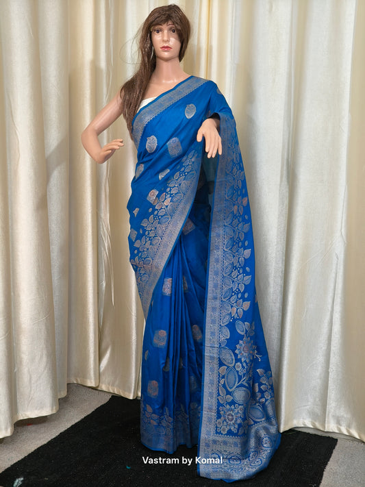Saree - Banarasi Soft Silk Saree (Sulphate Blue)