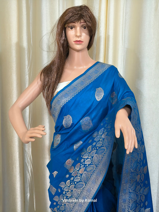Saree - Banarasi Soft Silk Saree (Sulphate Blue)