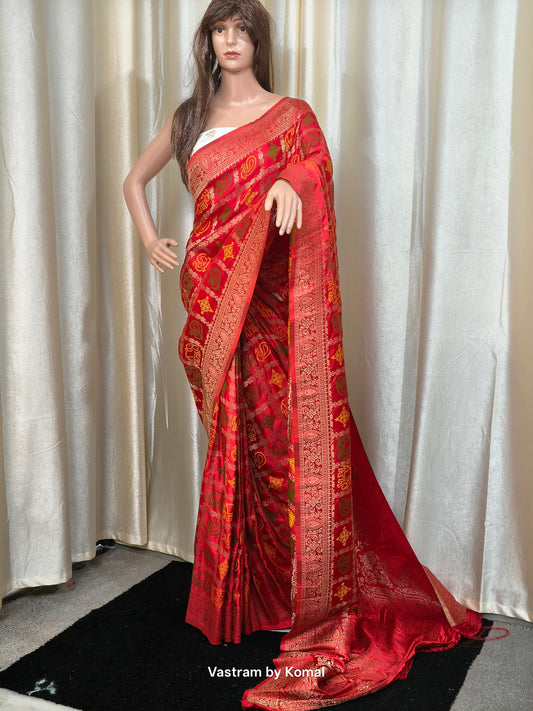 Saree - Bandhani Pattern Gazi Silk