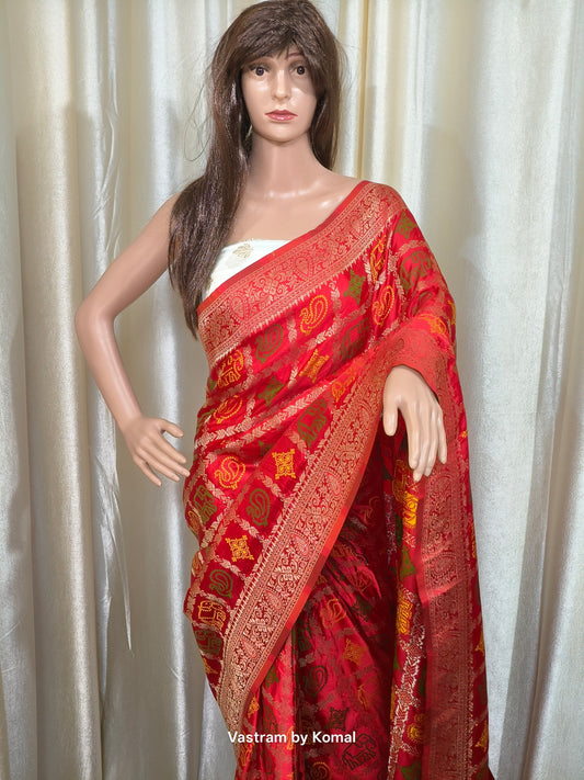 Saree - Bandhani Pattern Gazi Silk