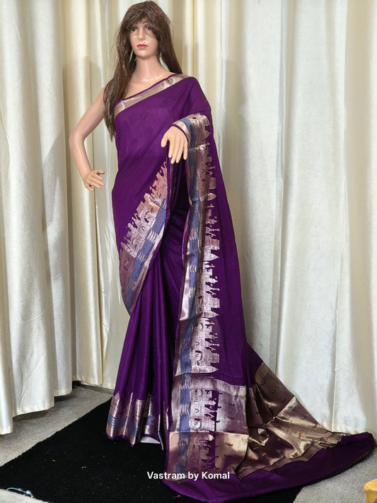 Saree - Banaras Ghat Soft Silk (Purple)