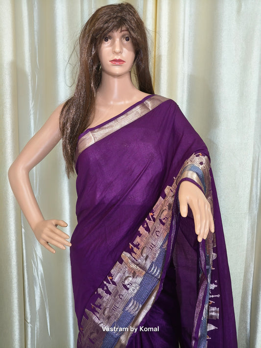 Saree - Banaras Ghat Soft Silk (Purple)