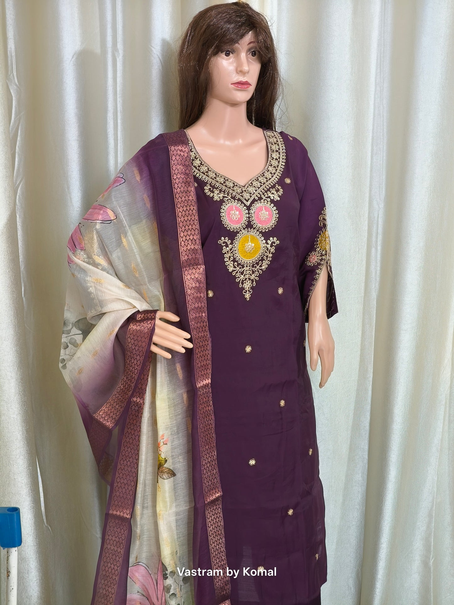 Suit Set - Roman silk, Zardozi work