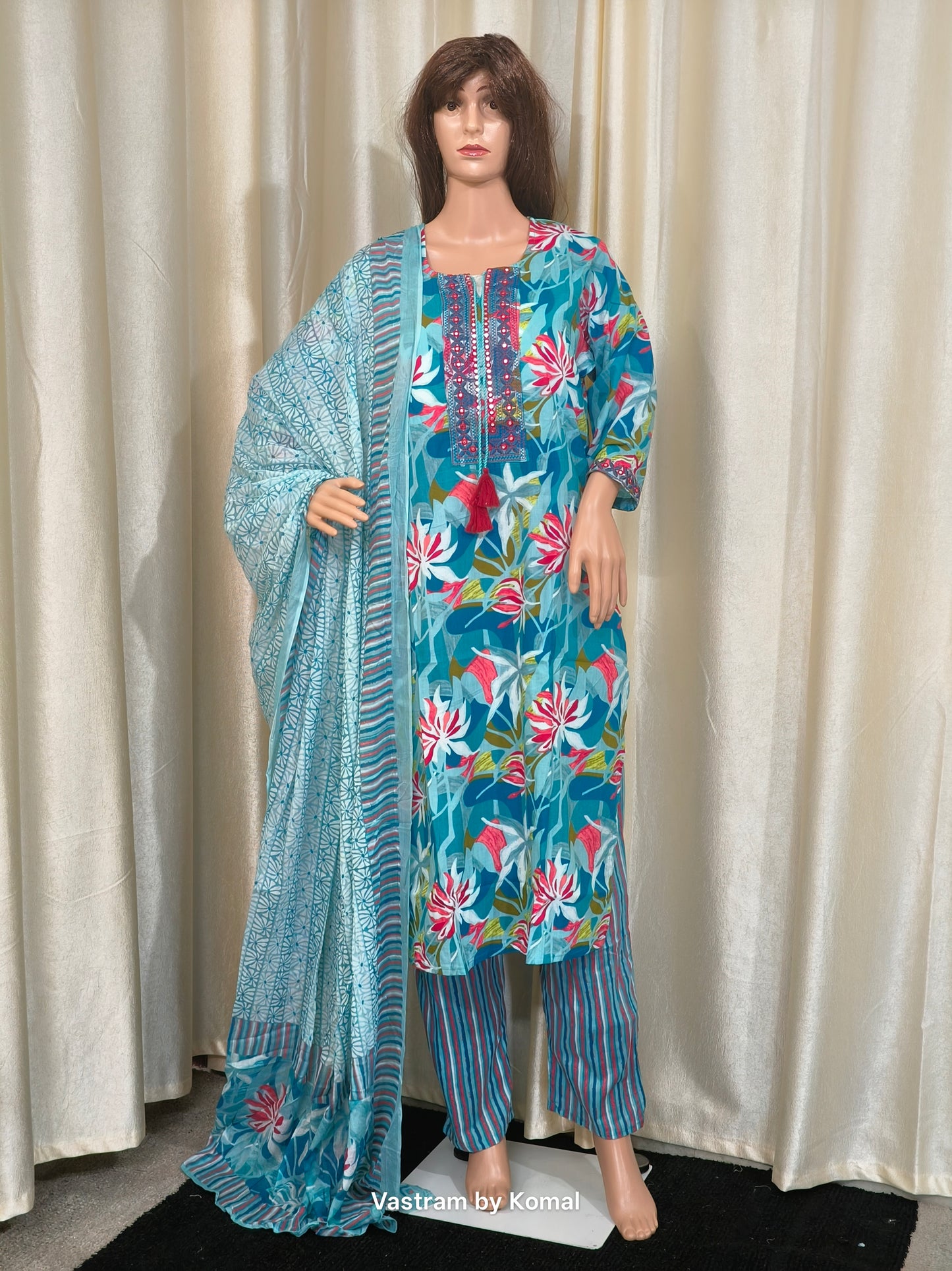 Suit Set - Cotton, Straight fit, Floral print
