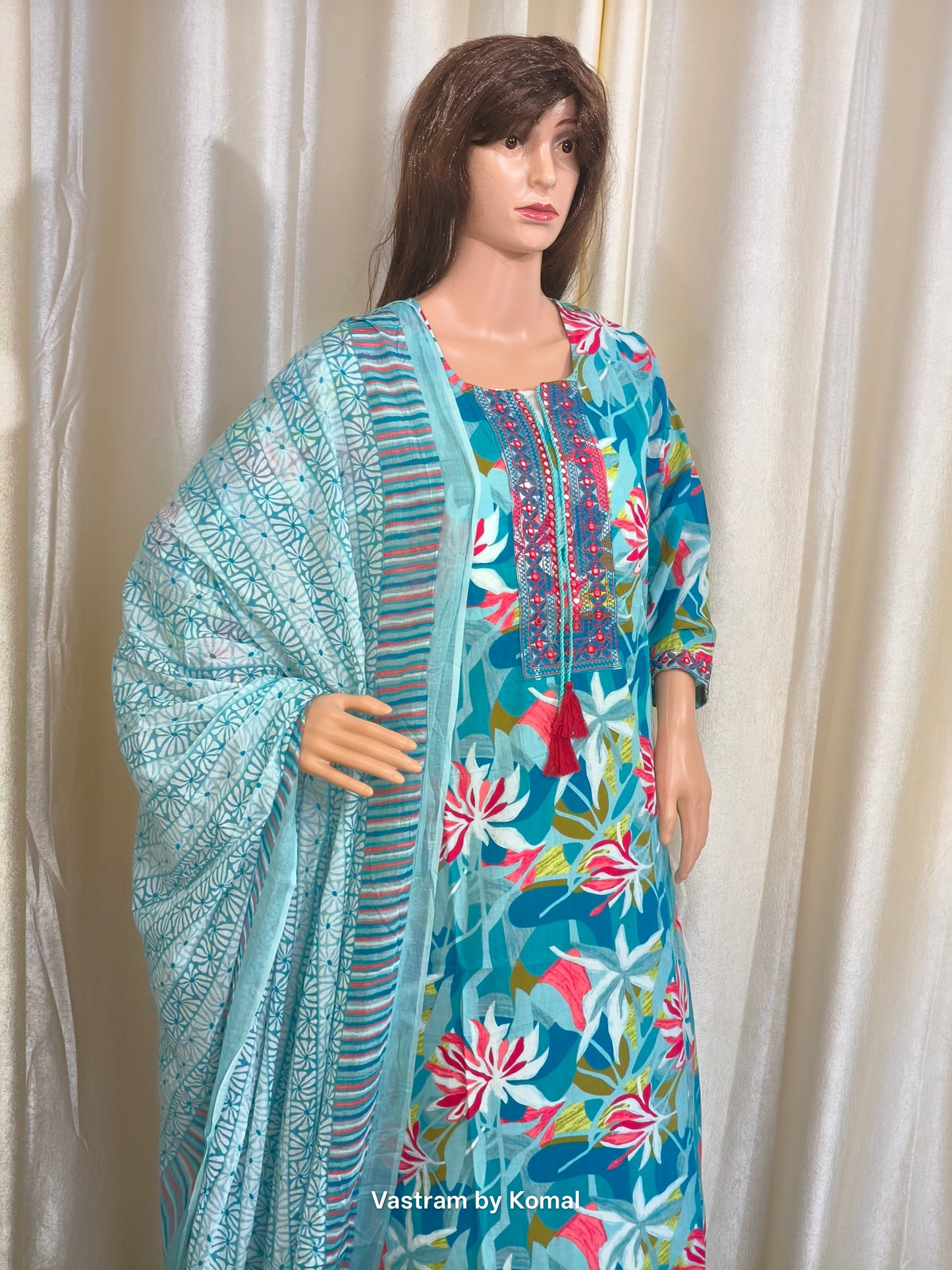 Suit Set - Cotton, Straight fit, Floral print