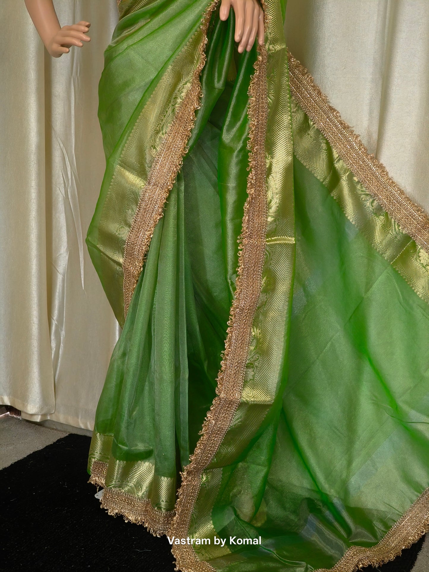 Saree - Tissue Silk Pista Green
