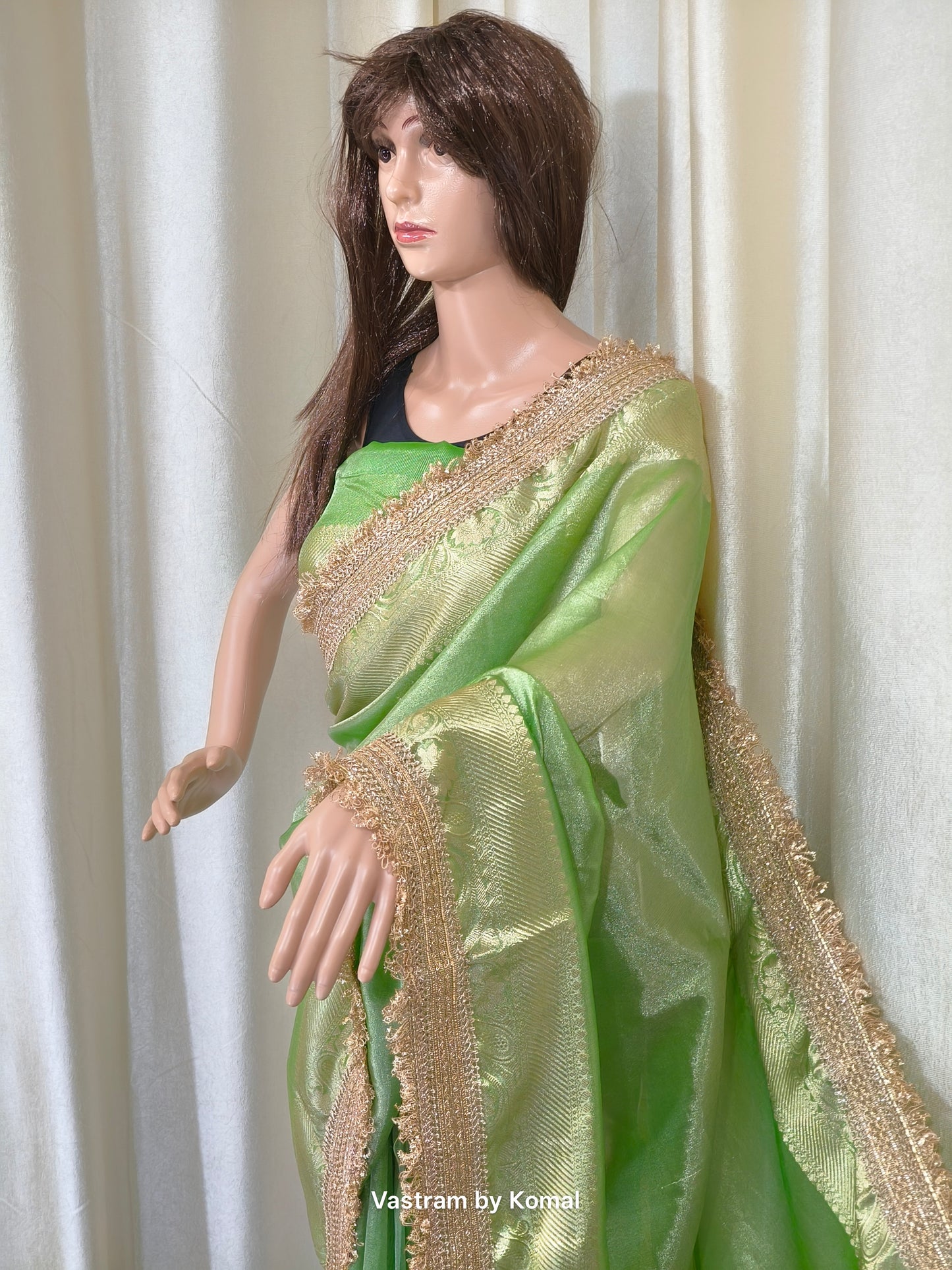 Saree - Tissue Silk Pista Green