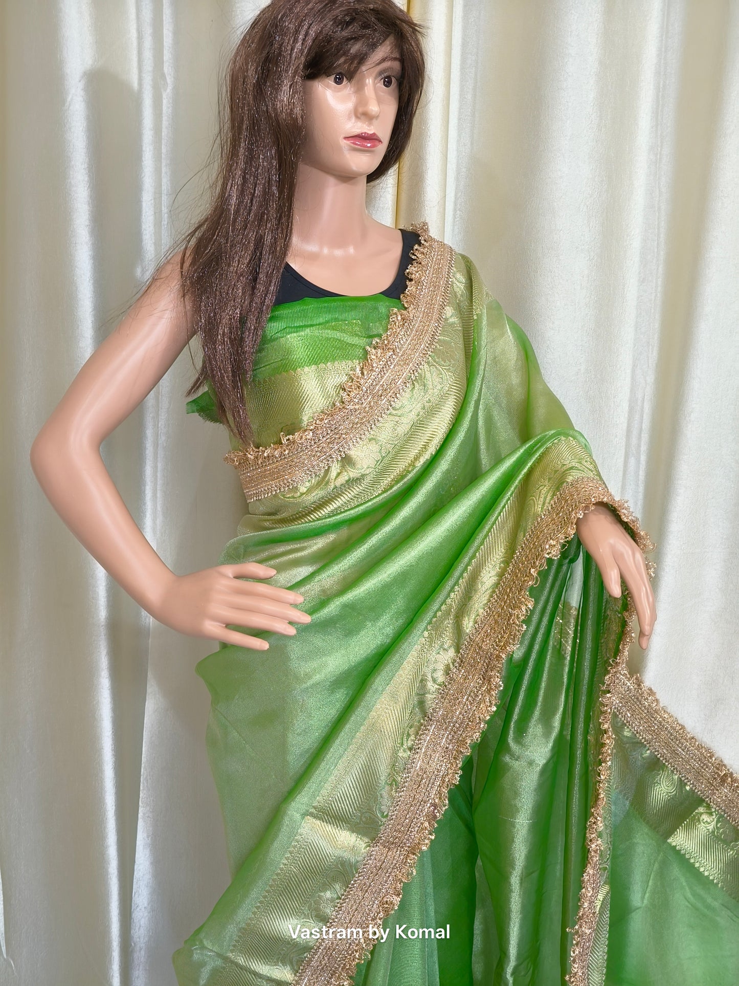 Saree - Tissue Silk Pista Green