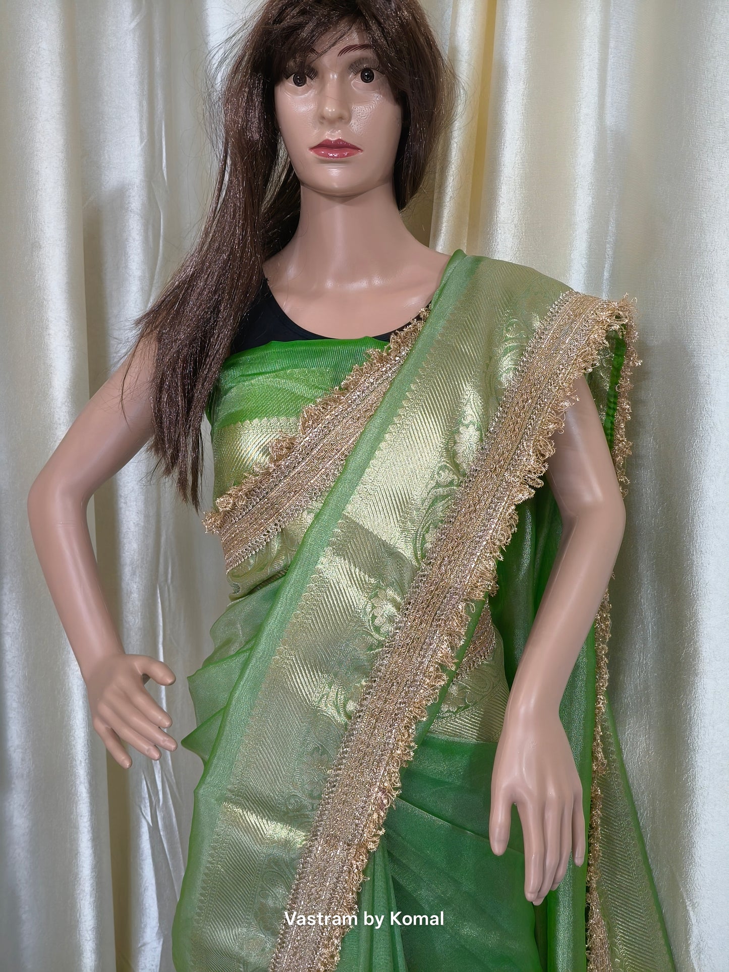 Saree - Tissue Silk Pista Green