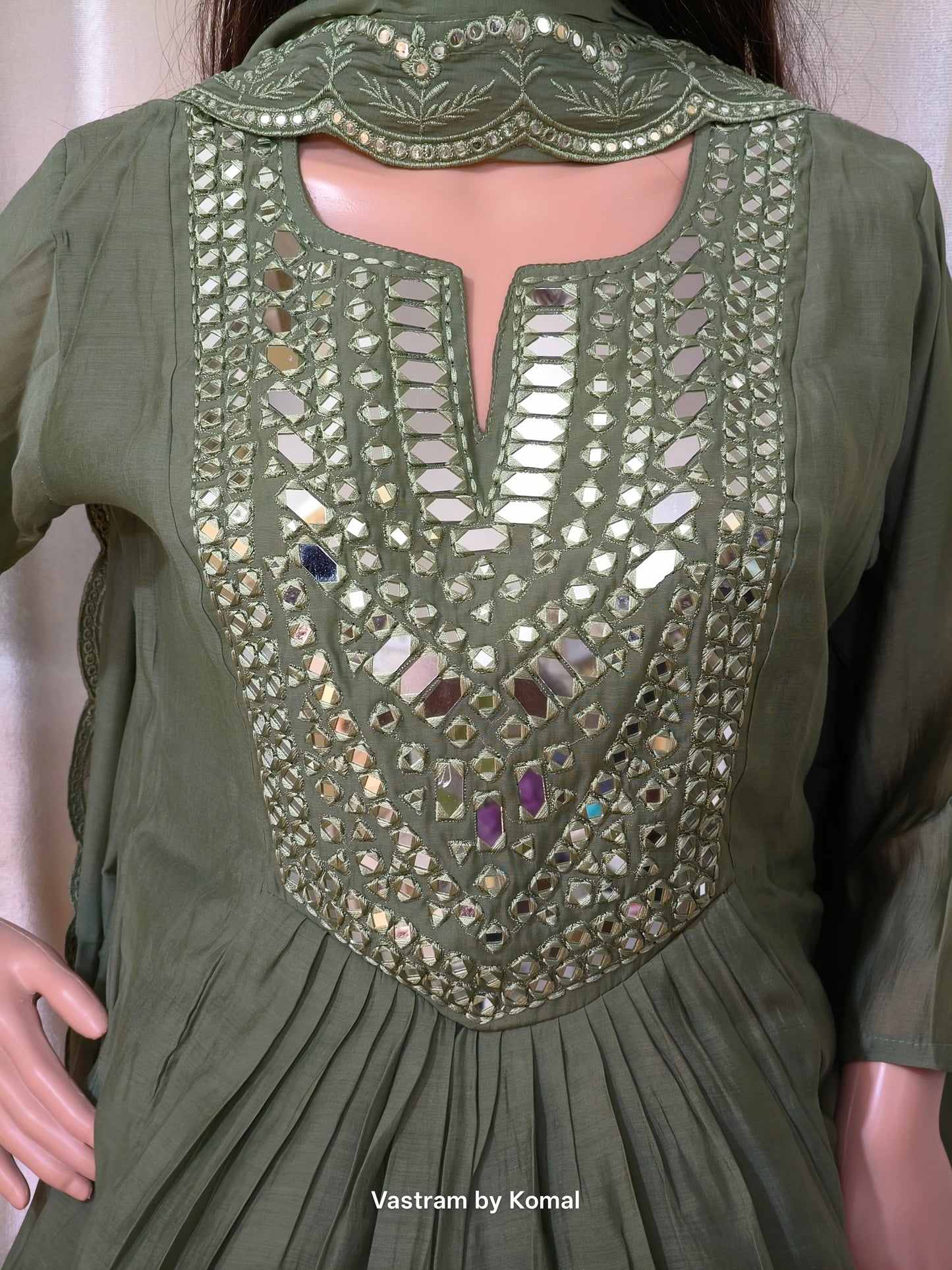 Suit Set - Mul Chanderi Real Mirror Kurta set
