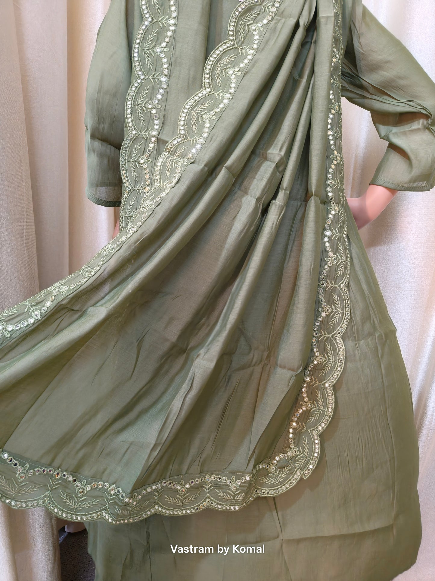 Suit Set - Mul Chanderi Real Mirror Kurta set
