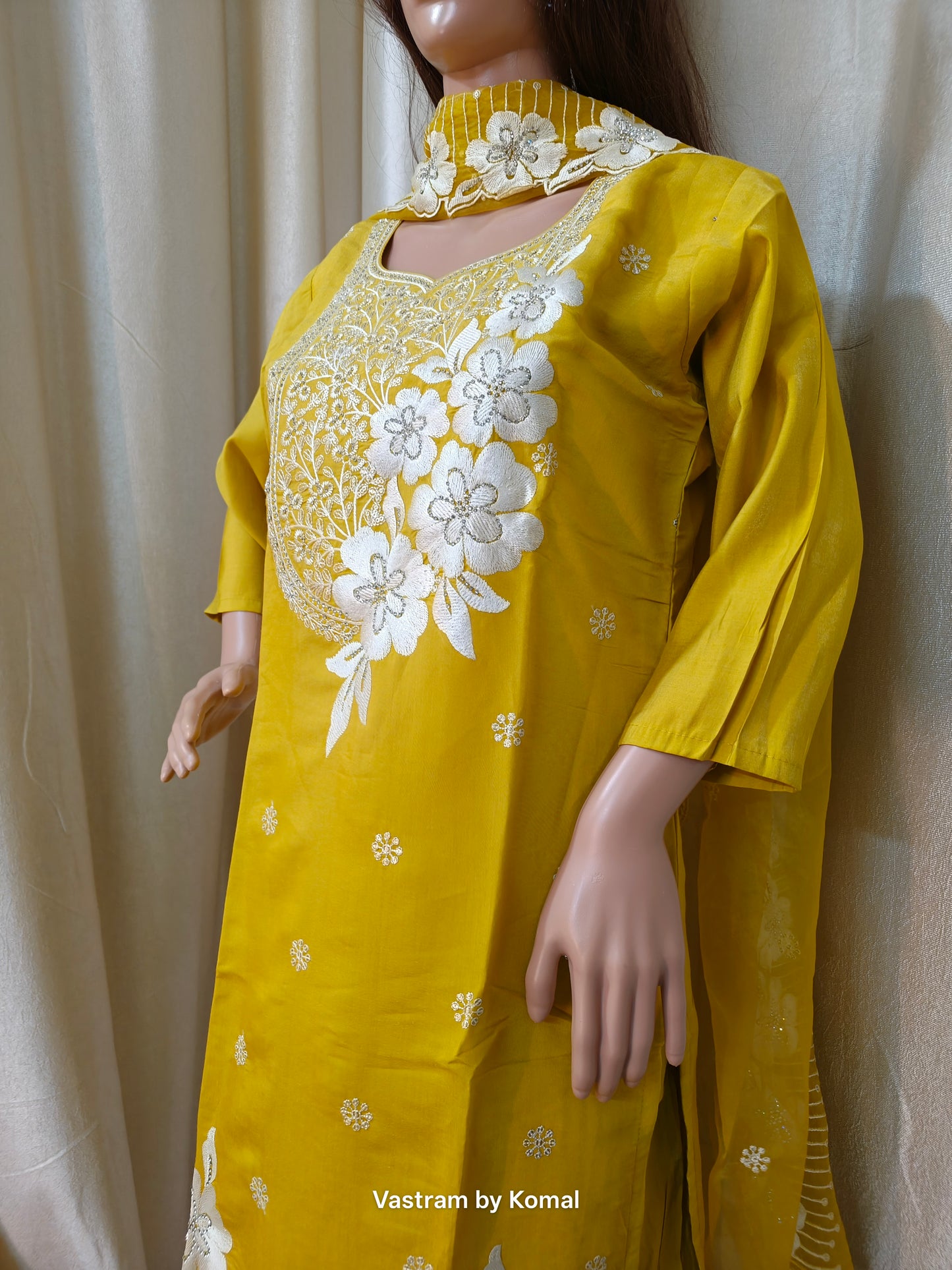 Suit Set - Roman Silk Thread Embroidered Kurta set