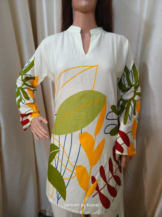 Co-Ord Set - Cotton Flex leafy print