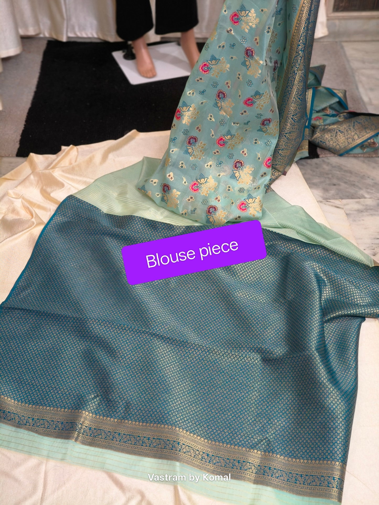 Saree - Banarasi Kora Silk (Turquoise)