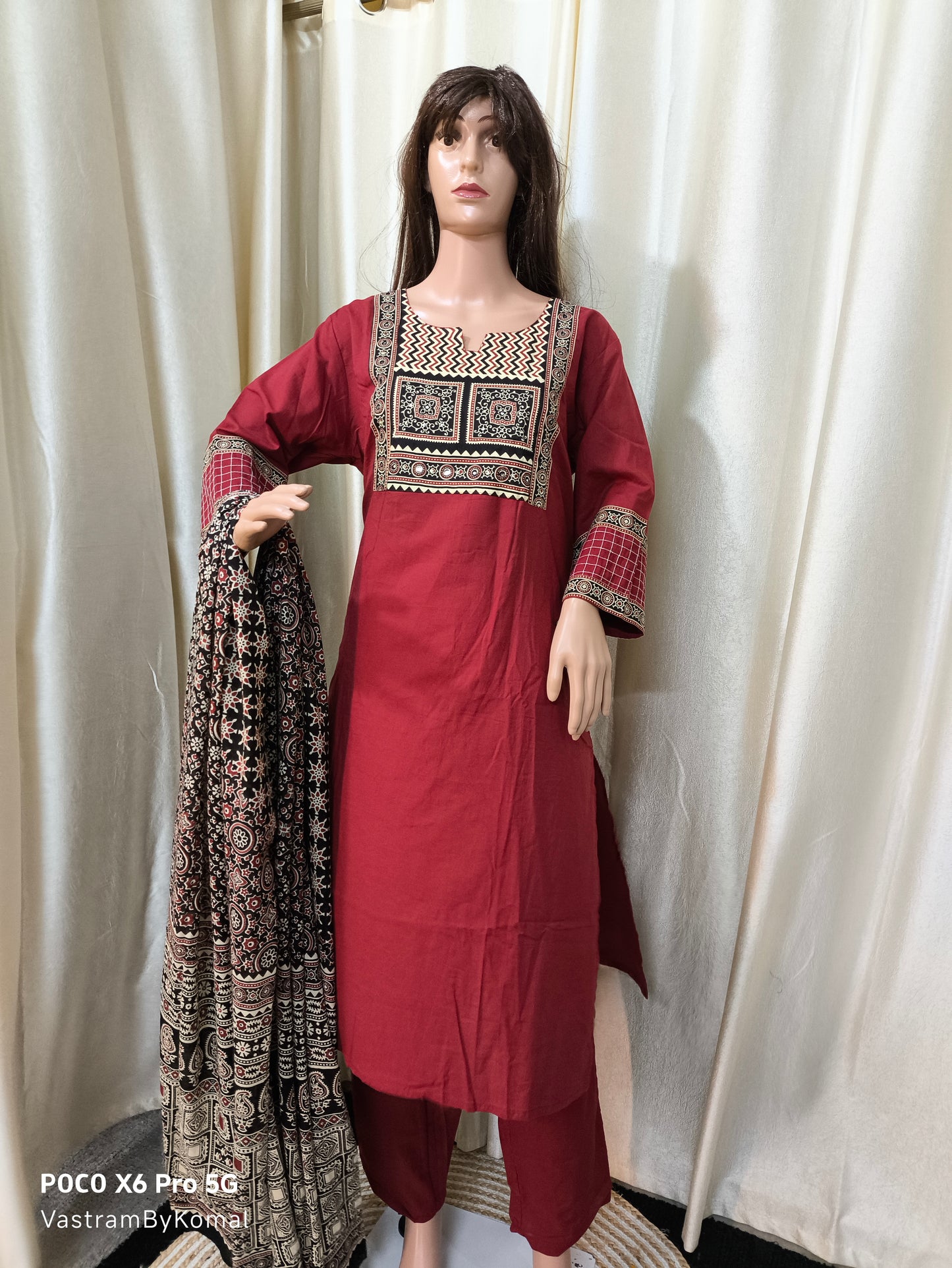 Suit Set - Ajrakh block print kurta set