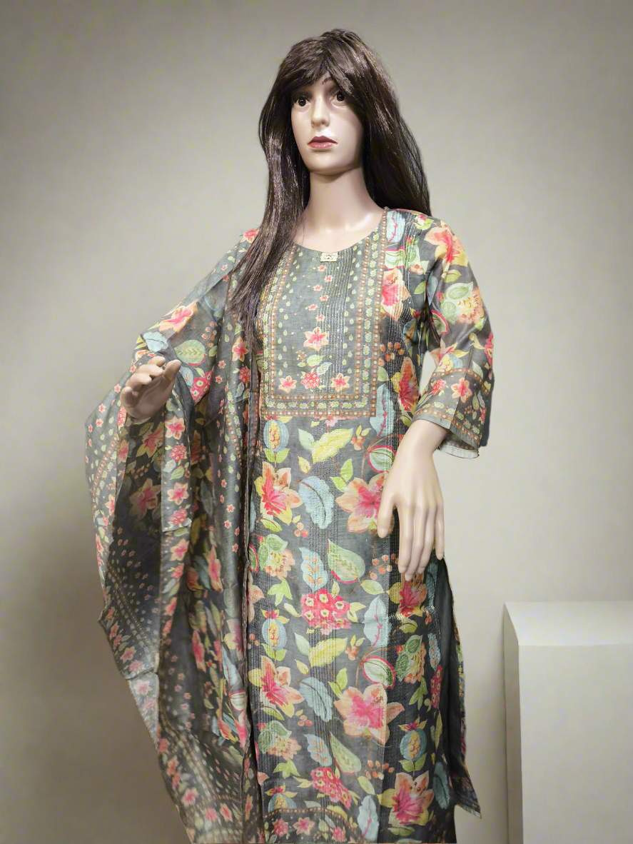 Suit Set - Viscous rayon, Digital floral print